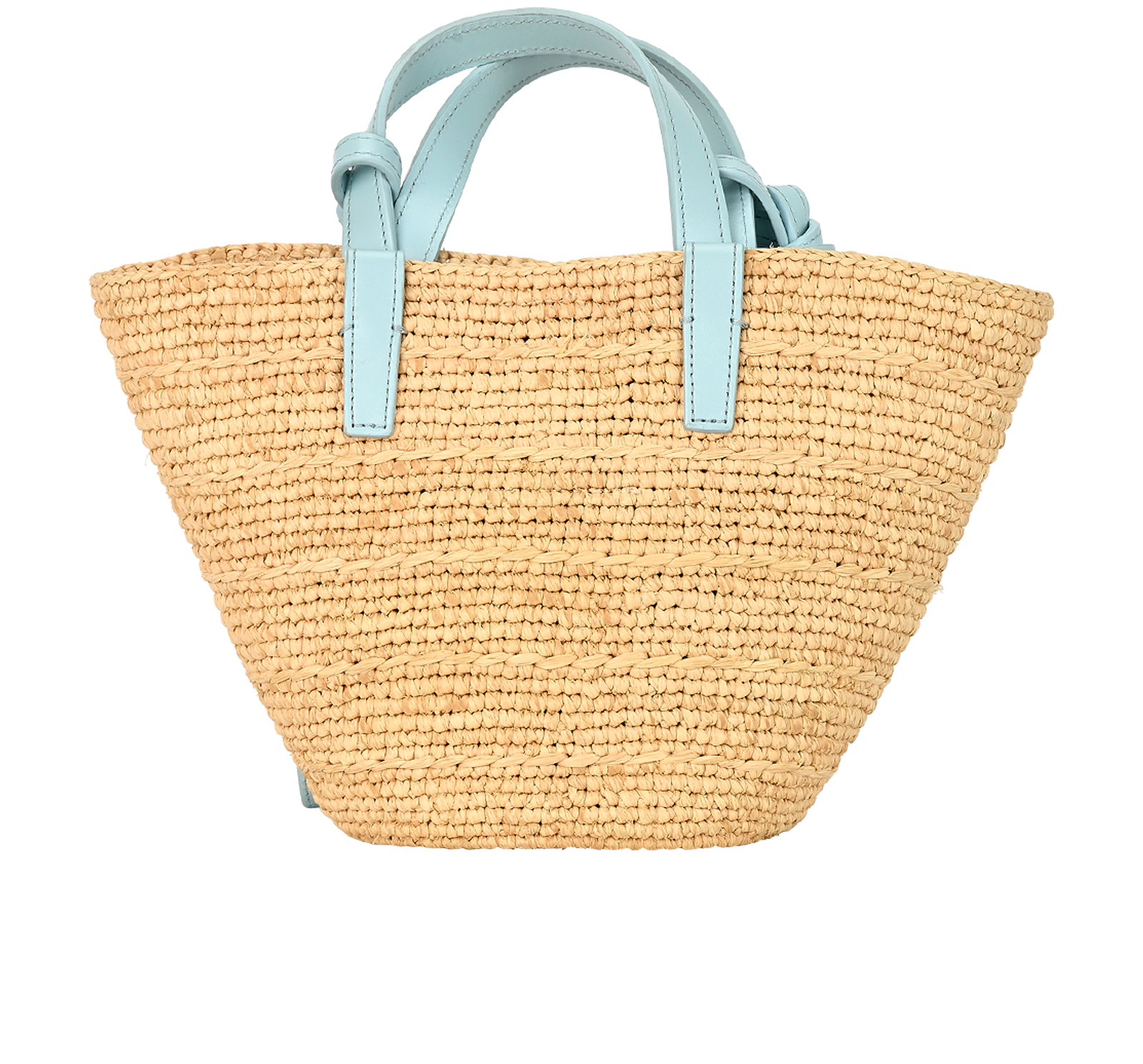 Nano Supple Classic Panier, &pound;595, Handbags, Beige/Blue, Leather/Raffia, Back view